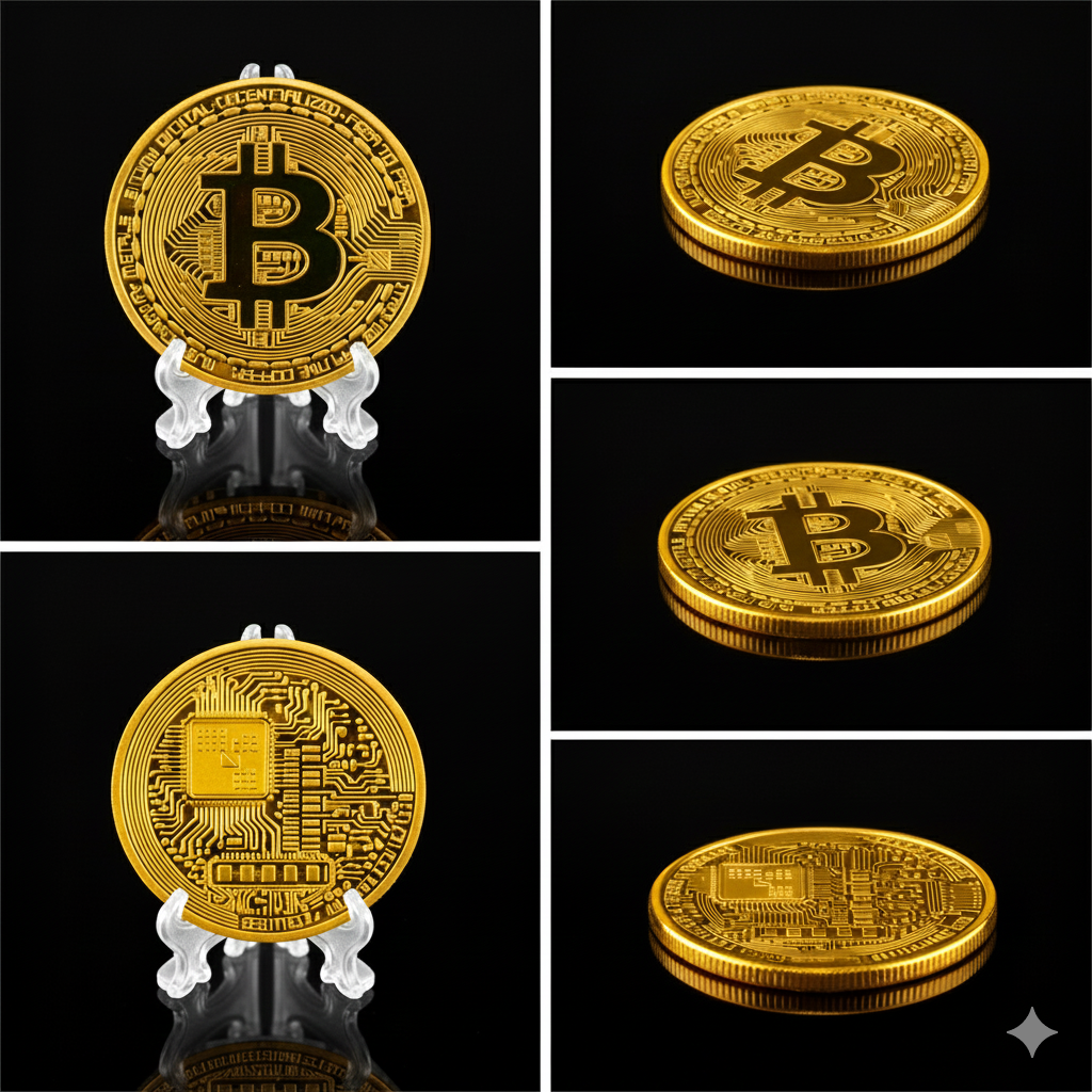 Bitcoin (BTC) Kripto Hatıra Parası - Özel Koleksiyonluk Kripto Obje ve Masaüstü Aksesuarı