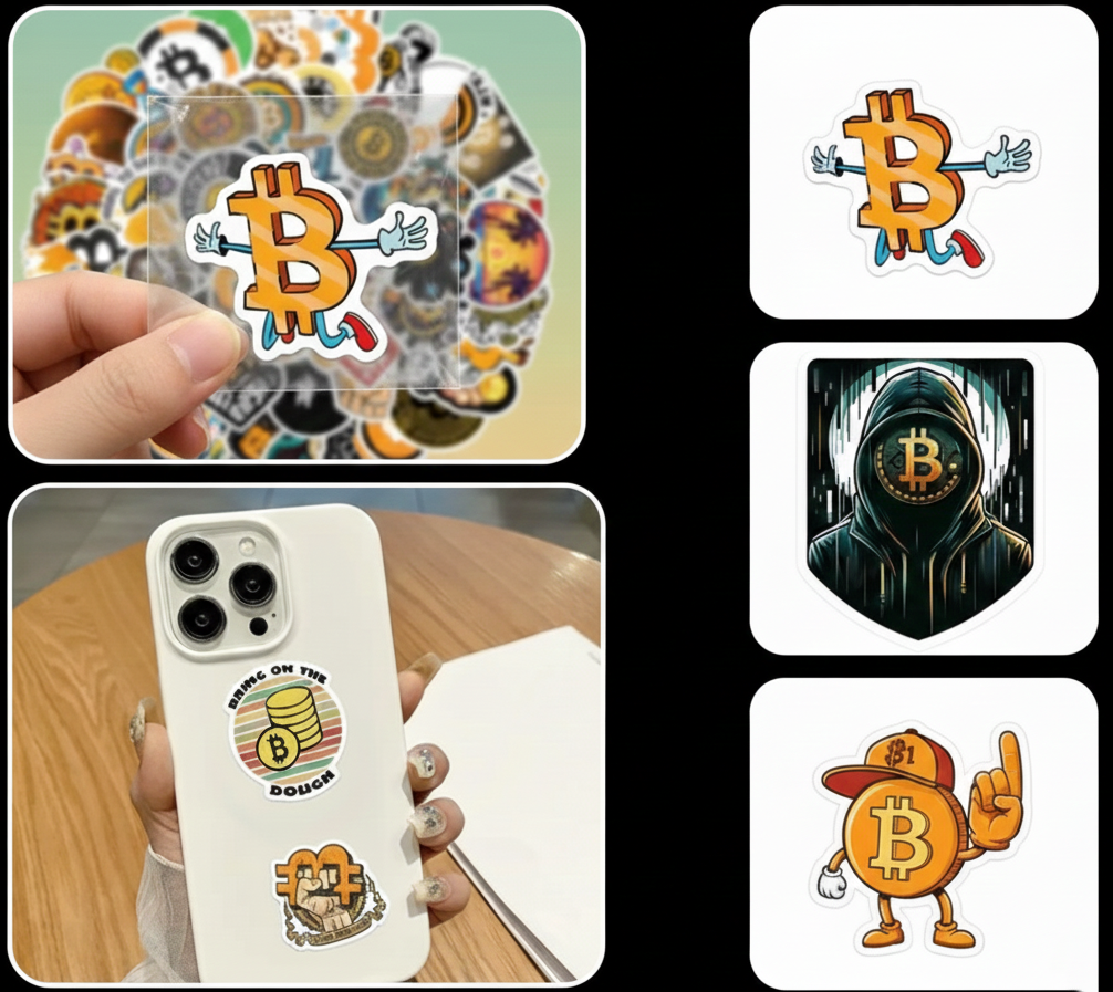 Bitcoin Temalı 20'li Kripto Sticker Seti - Laptop, Telefon ve Kasa İçin HODL Paketi