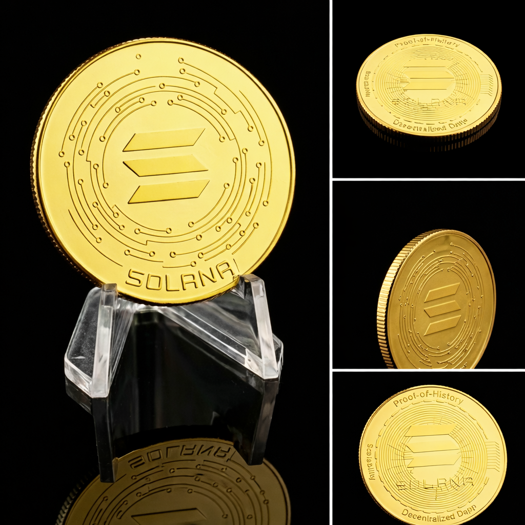 Solana (SOL) Kripto Hatıra Parası - Özel Koleksiyonluk Kripto Obje ve Masaüstü Aksesuarı
